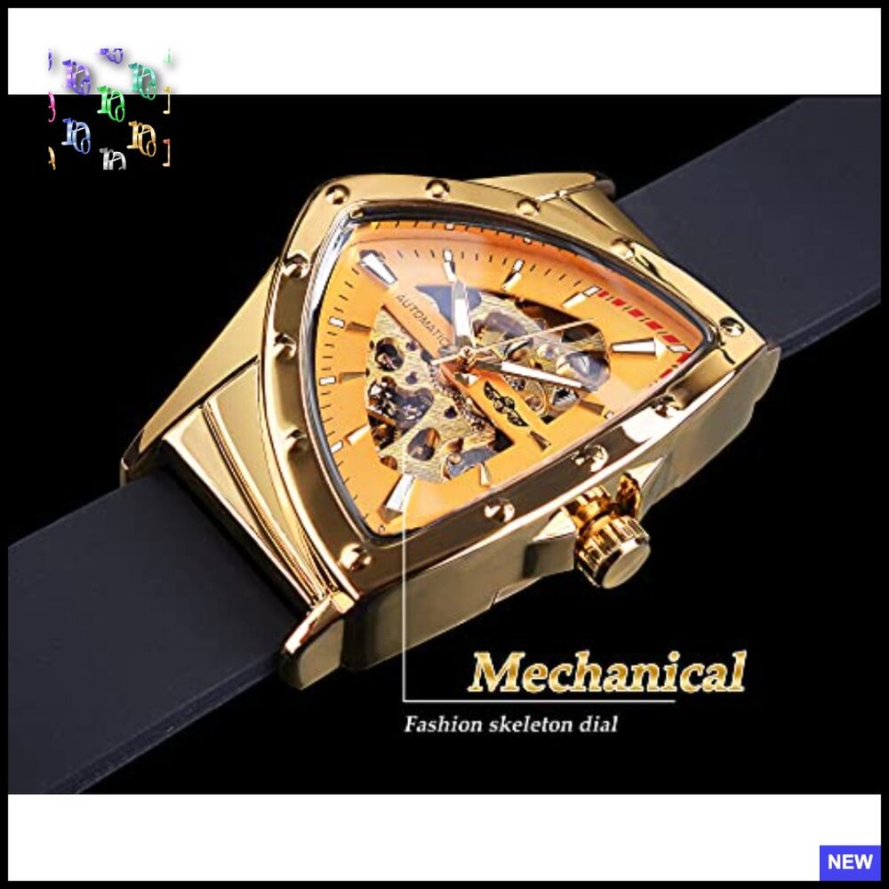 Automatic Mechanical Skeleton Watch With Triangle… - image 3
